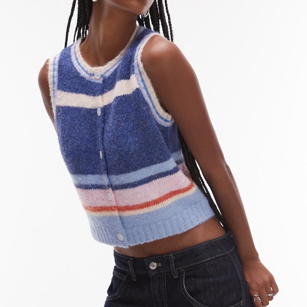 NWT ASOS knit striped button tank - multi